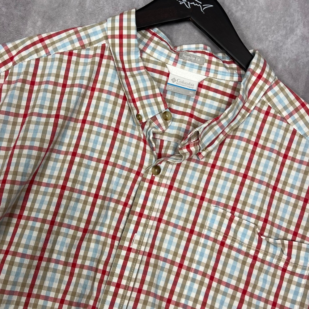 Columbia Button Down Shirt Mens 3X Multicolor Excellent Plaid Short Sleeve Top